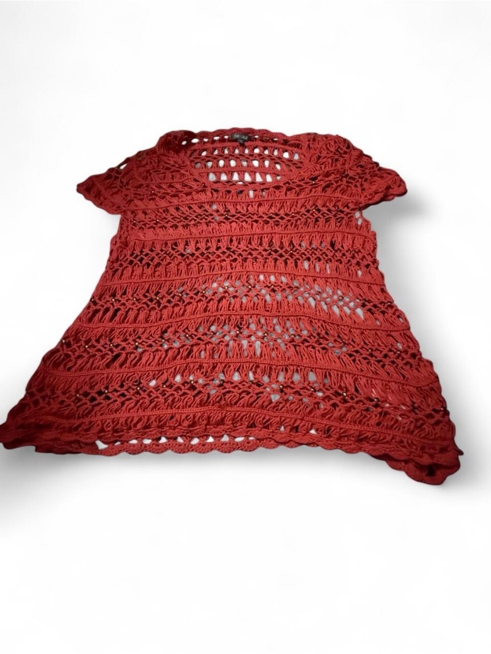 Roz & Ali Red Crochet Openwork Top